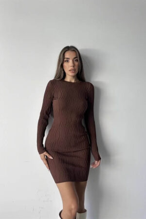 Diamond Pattern Knit Dress featuring a textured design, soft fabric, and flattering fit for versatile styling.