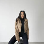 Fur Collar Leather Bomber Jacket Beige.avif 1