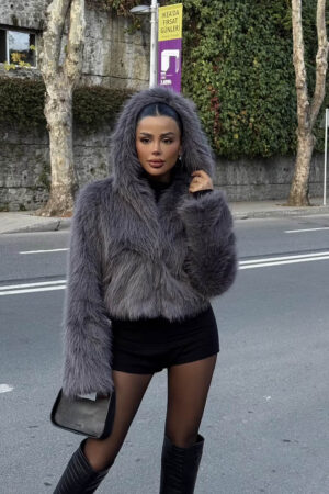 Hooded Faux Fur Jacket