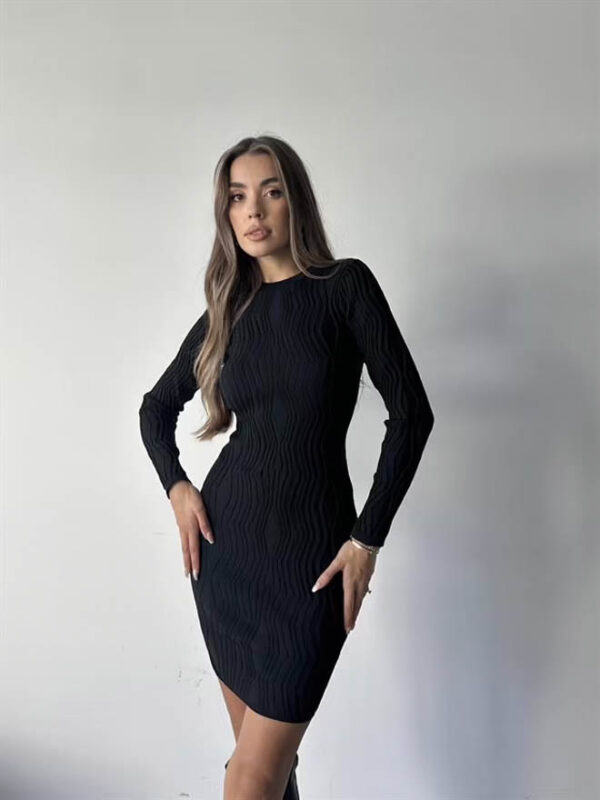 Diamond Pattern Knit Dress featuring a textured design, soft fabric, and flattering fit for versatile styling.