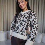 Leopard Patterned Knitted Sweater