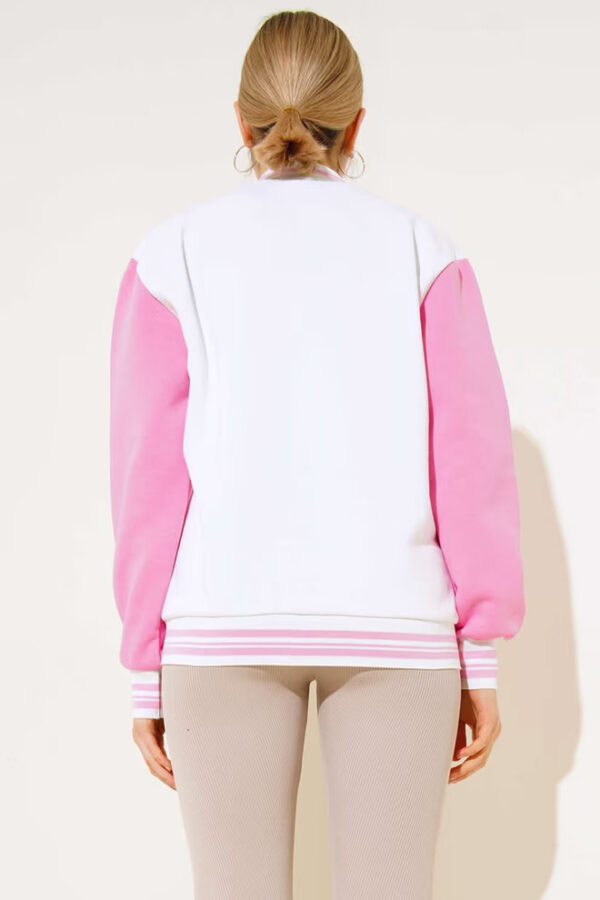 embroidered-college- pink jacket